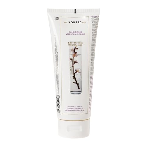 KORRES Almond und Linseed Pflegespülung für trockenes, strapaziertes Haar, silikon- und parabenfrei, vegan, 200ml