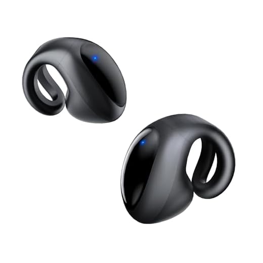 Hijoxp Open Ear Earbuds Lightweight Comfort Clip Wireless Earbuds Sweat Resistant Bluetooth Headphones Sport Headphones for Workouts and Running with Dual Digital Display 44H Playtime IPX7 Waterproof