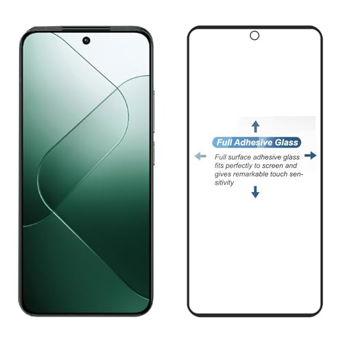 POPIO Cellphone Tempered Glass Screen Protector For Xiaomi 14 (Black) Edge-To-Edge Protector Coverage With Easy Installation Kit