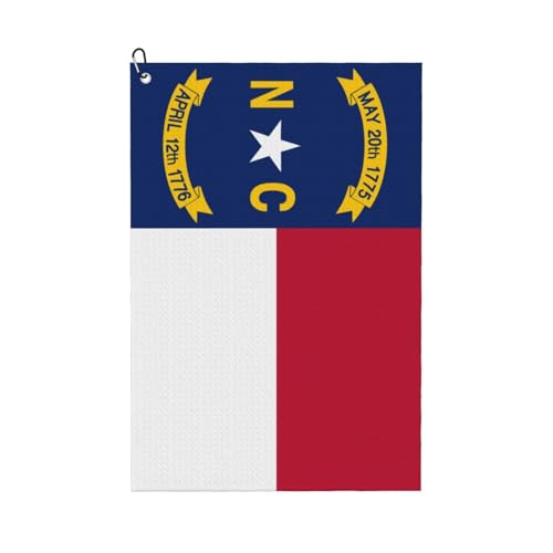 REVENEVER North Carolina Flag Golf Towel Microfiber Golf Towel for Golf Bag with Carabiner Golf Accessories for Men and Women