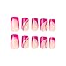 French Tip Press on Nails Medium Square Fake Nails Hot Pink False Nails with Gold Glitter Line Design Glossy Glue on Nails Full Cover Acrylic Nails Artificial Stick on Nails for Women Girls 24Pcs