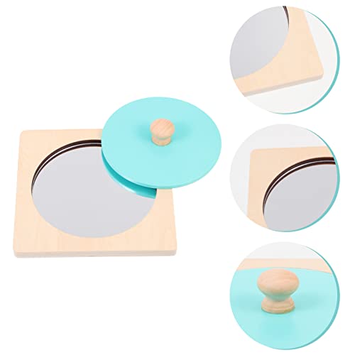 jojofuny Montessori Spiegel: Baby Holzpuzzle Mit Spiegel für Easy Grasp, Kreatives Blaues Holzspielzeug FüR Kleinkinder, FöRdert Vorstellungskraft Und Selbstwahrnehmung