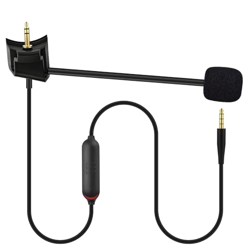 Lusgawer Boom Microphone Cable QC35 Replacement Cord for Bose QuietComfort 35 & QuietComfort 35II(QC35II) Headphones, Gaming Mic with Mute Black 4ft/120cm