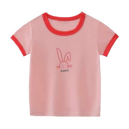 Cute Graphic T Shirts for Girls, Kids Short Sleeve Crewneck Ribbed Knit Tops, Toddler Lightweight Comfy Soft Tees