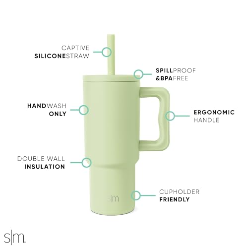 Image of Simple Modern Kids 24 oz Tumbler with Handle and Silicone Straw Lid | Spill Proof and Leak Resistant | Reusable Stainless Steel Bottle | Gift Kids Boys Girls | Trek Collection | Sandy Seas