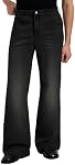 Susclude Hommes Bootcut Baggy Jeans Vieux argent Stretch Relaxed Fit Jeans Lightweight Wide Leg Vintage Stylish Casual Denim Pantalons