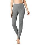 LAPASA Damen 100% Merinowolle Leggings, Premium Merino Wolle Thermo Unterhosen, warm und atmungsaktiv Thermounterwäsche Unterteile (L49), Grau Meliert, L