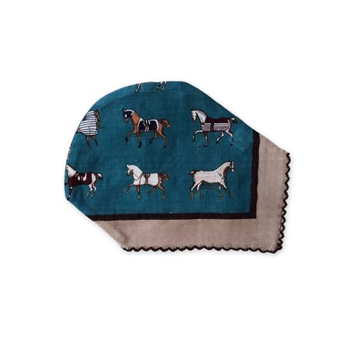 DIDIM Cotton Compact Violin Chinrest Cover – Various Patterns, Anti-Slip (Blue Horse)