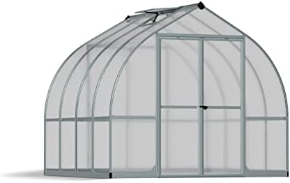 Palram - Canopia Bella Hobby Greenhouse, 8' x 8', Silver with Twin Wall Glazing