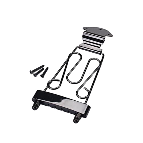 Generic Ga412 Guitar Tailpiece Screws Black Flower Design Guitar Tailpiece Bridge for Jazz