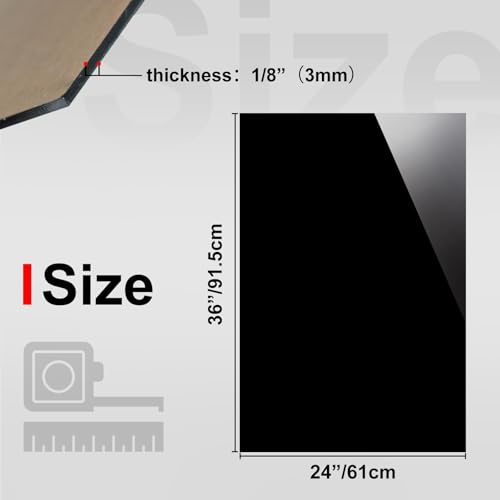 Image of KINLINK 24x36 Plexiglass Sheets 1 /8 inch Thick - 3mm Black Cast Acrylic Sheet, Plastic Board Polycarbonate Sheet for DIY Project, Craft, Table Top, Acrylic Sign and Wedding Invitation 2 Pack