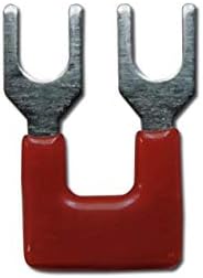 Davitu 50PCS TB2502 2 Positions 25A Wire Connector Pre Insulated Fork Type Barrier Spades Terminal Strip Jumper Block red - (Color: Red)