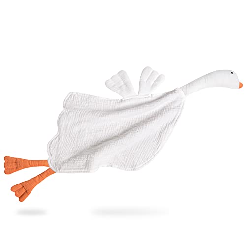 Image of Lulu moon Lovey for Babies Muslin: Snuggle Puppy Security Blanket for Self-Soothe - Newborn Gift for Baby Shower (Goose-Snowy)