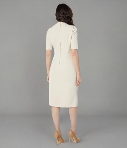 Image of Maggy London Women's Maggy London Women's Dresses Side Pleat Dress with Asymmetric Neck and Elbow Sleeves