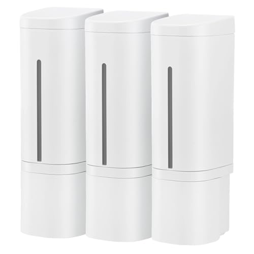 ザッカLab. セット販売 hover 下から出るディスペンサー 500ml ホワイト×3個|マグネット取付 詰め替え容器 シャンプー ボディソープ リキッド 壁掛け お風呂用