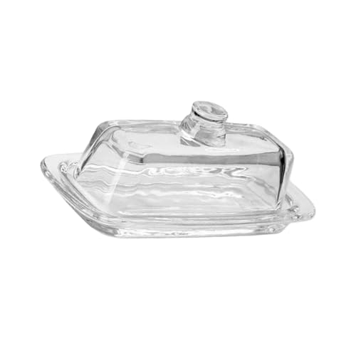 YANPINGJIA Mantequillera de cristal con tapa para almacenamiento de mantequilla y aperitivos, elegante utensilio de cocina, tapa de cristal