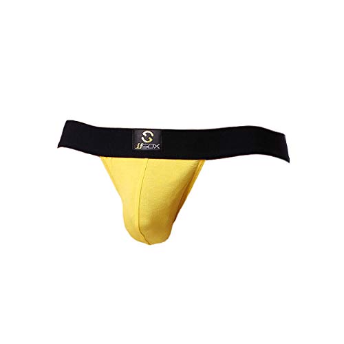CaserBay Men's Underwear Athletic Supporter Stretch Jockstrap Elastic Waistband Pouch Briefs?1-Pack/Yellow, Tag M = US S Waist: 27
