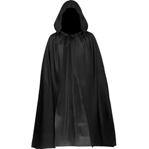 GDLOKFU Schwarzer Kapuzenumhang Halloween Kostüm Umhang mit Kapuze Schwarzer Umhang Verkleidung Vampir Kostüm Cape Kostüm Jedi Mantel Darth Vader Umhang für Erwachsene Unisex (150cm)