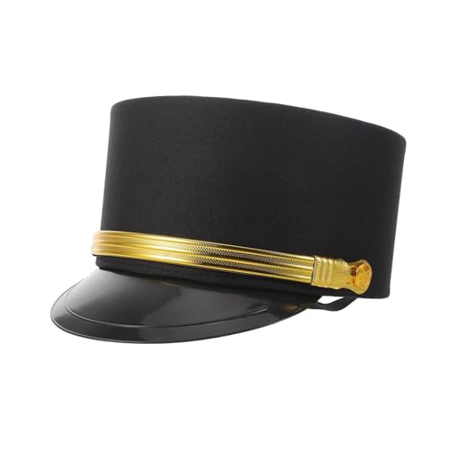 Chapeau de conducteur de train noir uniforme rétro classique pour déguisement adulte