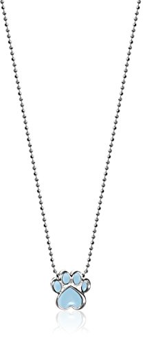 Alex Woo Women's Little Activist Sterling Silver Paw with Blue Enamel Pendant Necklace, Size: 16