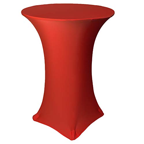 Your Chair Covers - 30" D X 42" H Highboy Cocktail Round Stretch Spandex Table Cover - Red, Fitted Elastic Tablecloth For Round Tables, Outdoor Party Dj Tradeshow Banquet Vendor Wedding #TOP27