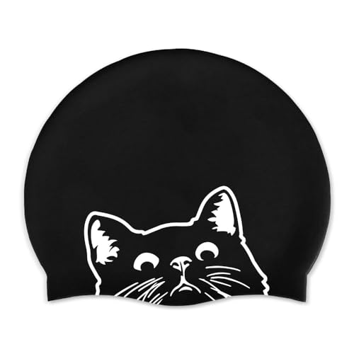 WIRESTER Cat Print Silicone Swim Cap