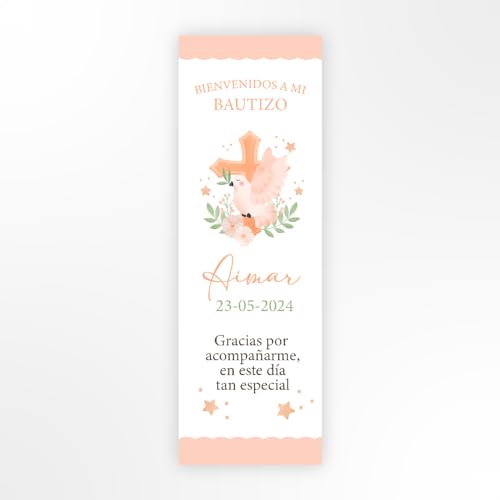 Detalles Bautizo para Invitados - Marcapáginas Personalizados en Cartulina 350gr - Elección de Diseño Niño/Niña/Unisex, Personaliza con Nombre y Fecha, Packs de 25 unidades (Unisex)