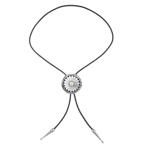 Image of Turquoise Bolo Tie for Men, Leather Braided Necktie Western Cowboy Bola Tie Costume Accessories for Men Women