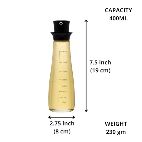 Image of MUAC 400ml Glass Oil and Vinegar Dispenser Bottle for Pouring Olive Oil, Vinegar, Soya Sauce