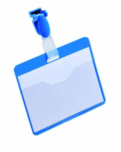 Porte-badge avec clip plastique bleu 60 x 90 mm pour salon professionnel et entreprise