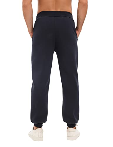 Yuson Girl Jogginghose Herren Baumwolle Fleece Gefüttert Trainingshose Warme Freizeithose Herren Winter Sherpa Sweatpants Thermo Sporthose Lang Fleecehose mit Kordelzug, Zwei Taschen(Marineblau, L)