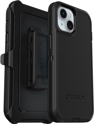 OtterBox iPhone 15 iPhone 14 & iPhone 13 (Only) - Defender Series Case - Black - Screenless - Rugged & Durable - with Port Protection - Holster Clip Includes - Non-Retail Packaging