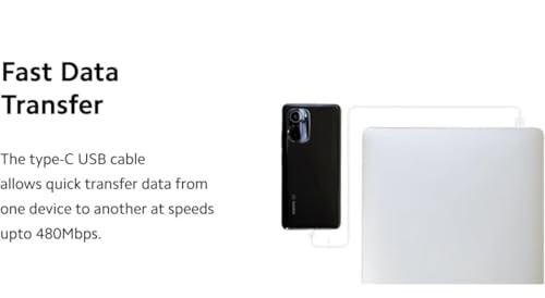 Image of Mi USB to Type C 33W Hypercharge Cable, 3A Fast Charging Cable with Up to 480 Mbps High-Speed Data Transfer & Sync Cord Compatible With All Xiaomi Smartphones and Devices, White (1 Meter)