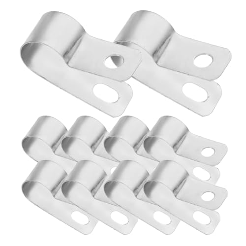 Unomor 20pcs R-Shaped Fireproof Aluminum Alloy Cable Clips U-Shaped Wire Holders for Ethernet Telephone and Coax Cables Easy Mounting Solution