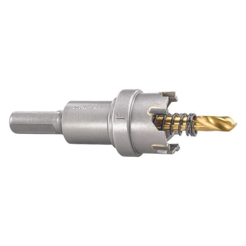 Starrett Tungsten Carbide Tipped Stainless Steel Sheet Metal Hole Saw - Ideal for Stainless, High Alloy Steel, Non-Ferrous Metals, Reinforced Fabrics - 1'' Diameter - SM25