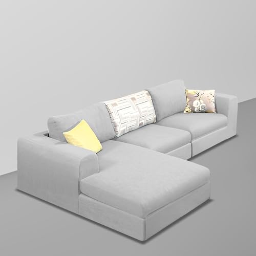 Image of Koza LHS 4 Seater L Shape Sofa Set for Living Room (Grey Fabric) Premium Fabric Sofa