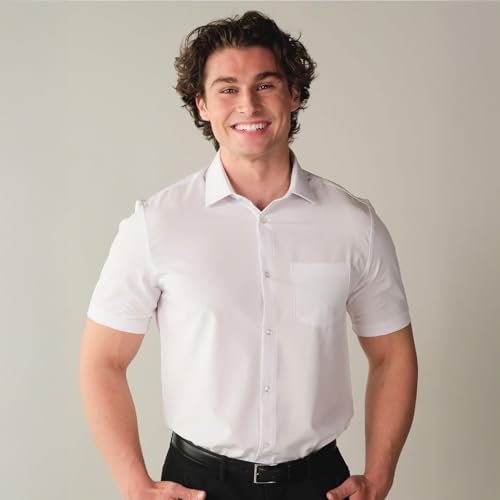 &COLLAR Slim Fit/Athletic Fit Short Sleeve Performance Men's Dress Shirt4