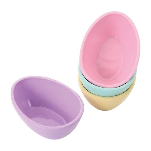 UP Easter Egg Melamine Dessert Bowls, Oval Egg-Shaped Snack Bowls, Durable and BPA-Free, Ideal for Spring and Easter Decorations, Pastel Colors, 5 x 3.63 Inch, Set of 4