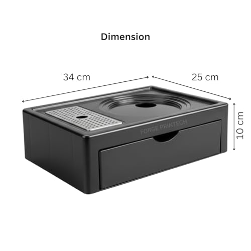 Image of FP Premium Hospitality Kettle Tray with Drawer, Multi Compartment Tea Stand, Black ABS Plastic, Compact design 13.5 x 10 inches, Hotel Room Organizer (1 set)
