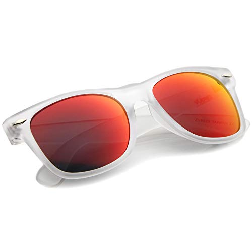 zeroUV Matte Frosted Frame Reflective Colored Mirror Lens Horn Rimmed Sunglasses 54mm4