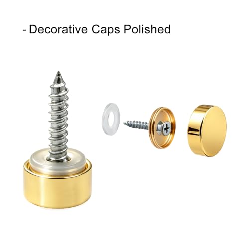 Tapones decorativos para tornillos de espejo, latón pulido dorado, 10mm, 8 piezas miniatura 3