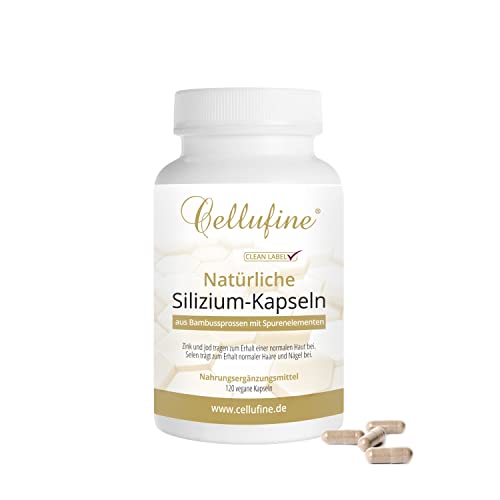 Cellufine® natürliches Silizium aus Bambus 75 mg - 120 Silzium Kapseln vegan, Silizium hochdosiert, Silicium Kapseln als Nahrungsergänzungsmittel, natürlich & ohne Konservierungsstoffe Cover