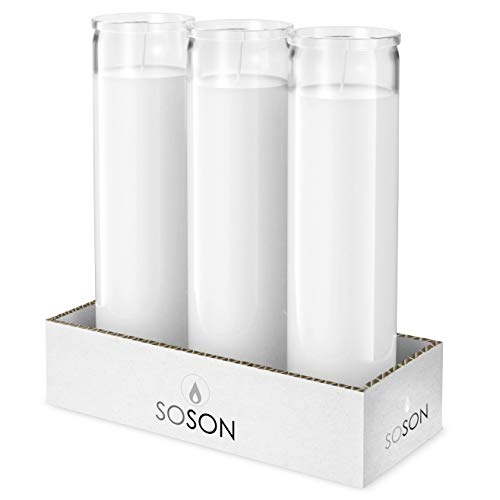 Simply Soson 2x8 White Candles | Prayer Candles | Church Candles | Meditation Candles | Religious Candles | Spiritual Candle | Chakra Candles | Emergency Candles | 3 Pack of Candles