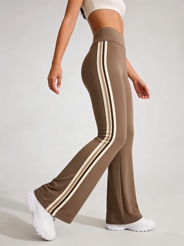 Tilowei Young Lady Flare Leggings High Waisted Yoga Pants,Soft Stretchy Bell Bottoms for Dance Activewear for 12-25 Years(S M L XL XXL) (US, Alpha, Large, Regular, Regular, Khaki) — view 2
