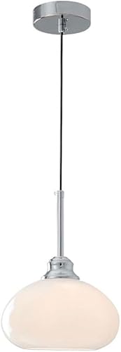 Luces colgantes modernas de mediados de siglo, lámpara colgante con pantalla de vidrio blanco lechoso retro nórdico, lámpara colgante colgante de