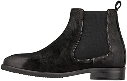 TOTO Men's Invisible Height Increasing Elevator Shoes - Black Nubuck Leather Slip-on Chelsea Ankle Boots - 3.0 Inches Taller - K92081 - Size 11 D(M) US | Image 2