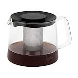 JATA HOGAR HCAF5509 - Tetera de Cristal Borosilicato 1L con Infusor de Acero Inoxidable, Tetera para Té e Infusiones, Resistente al Calor, Libre BPA, Filtro Desmontable