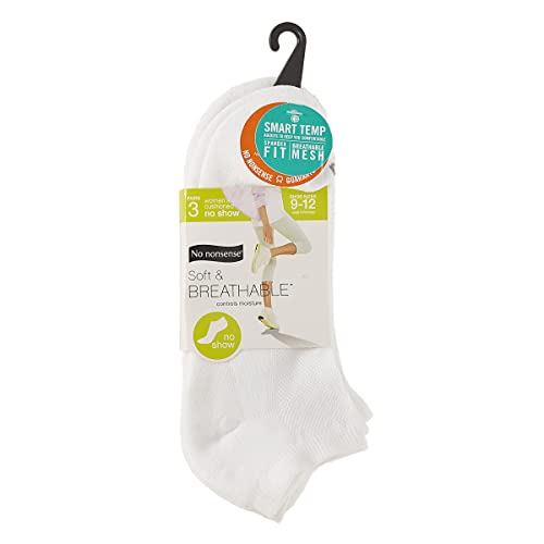 No Nonsense Women's Mesh No Show Liner Socks, Cushioned (4-10, White, 3-Pack) #TOP1
