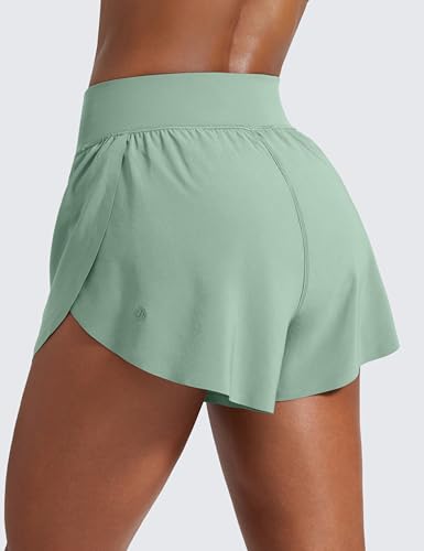 Image of CRZ YOGA High Waisted Split Running Shorts 3 inch | Mesh Liner, Quick Dry, Lightweight, for Women
