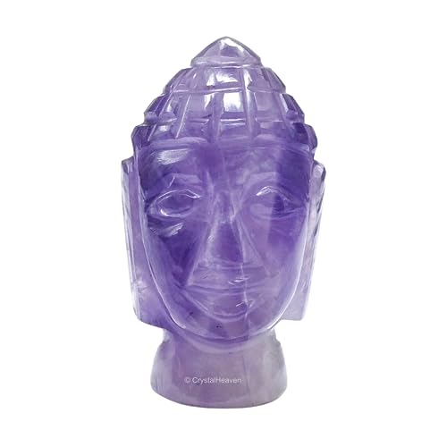 Image of Amethyst Crystal Buddha Head - Healing Stone Statue for Car, Living Room, Good Luck and Feng Shui Reiki Gift